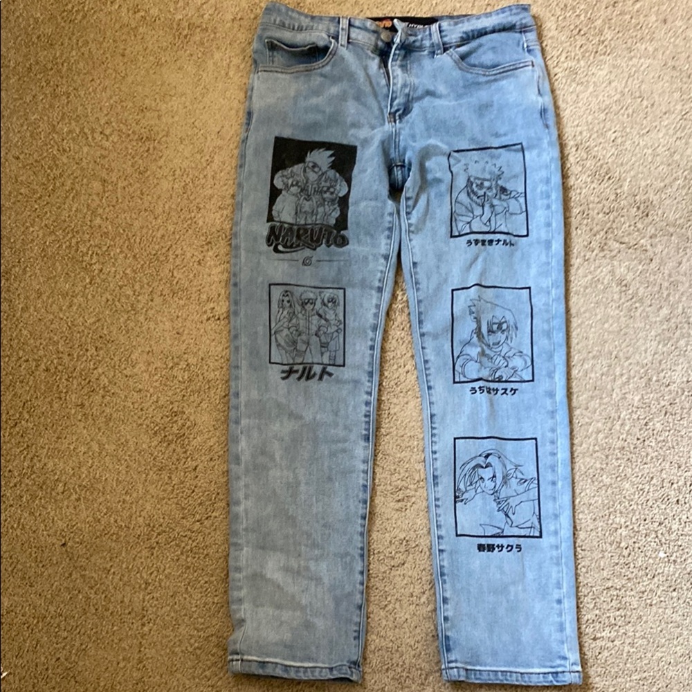 Hypland Naruto Light Blue Graphic Jeans